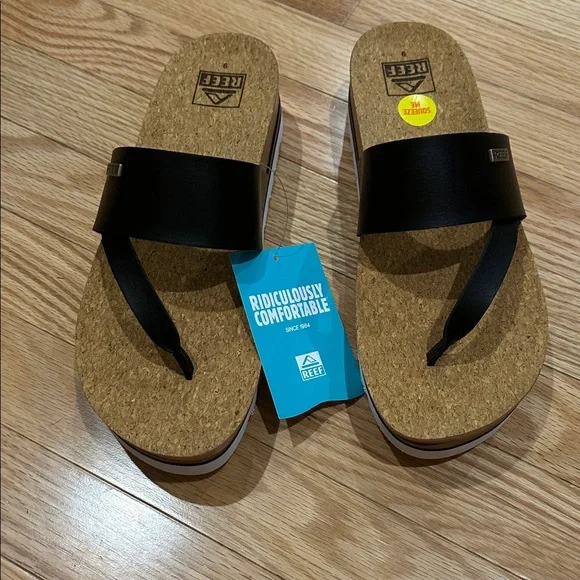 🆕 Reef Black Tan Cushion Sol Hi Sandals - Picture 3 of 5